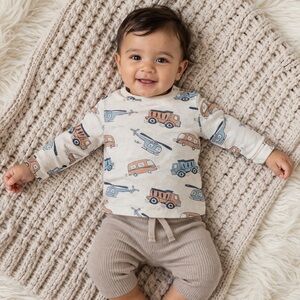 Cozy Cub Baby Long Sleeve Top Vehicle Print 6–9M NWT Soft Shirt